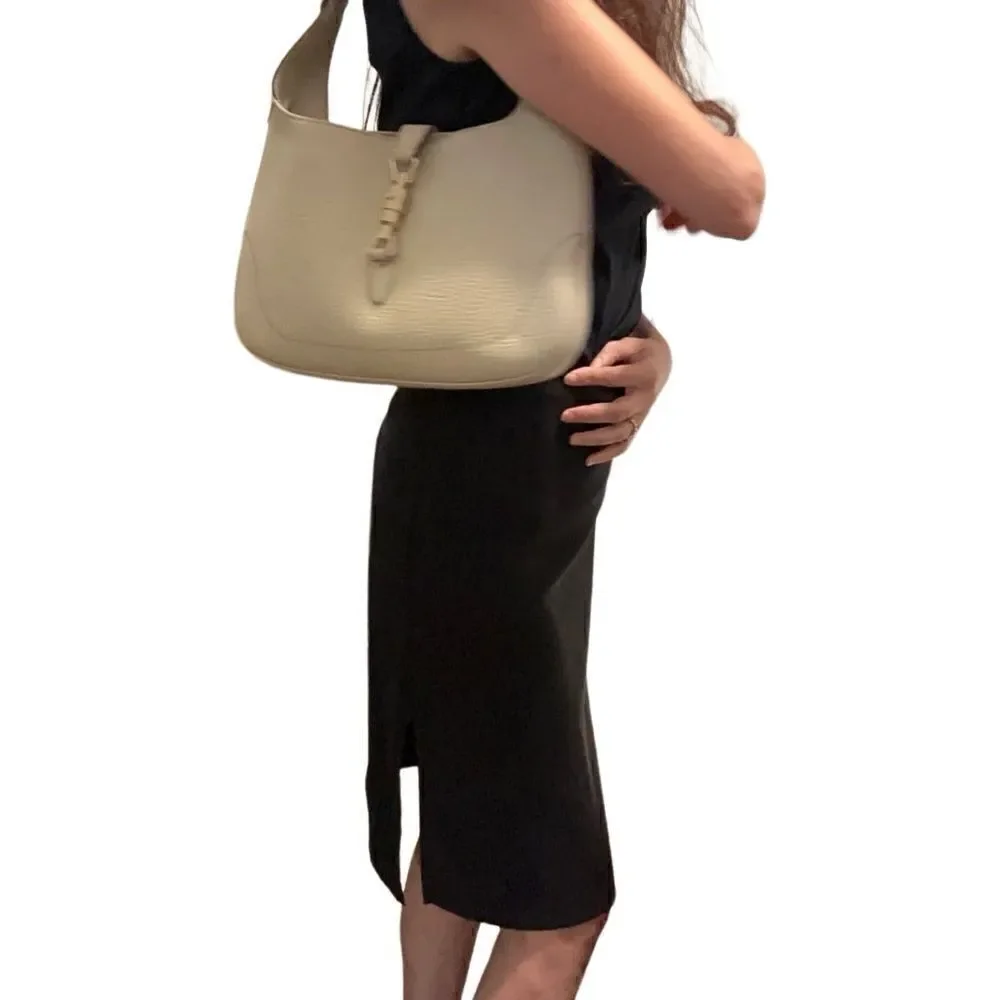 Gucci beiges leather Jackie bag with silver piston lock